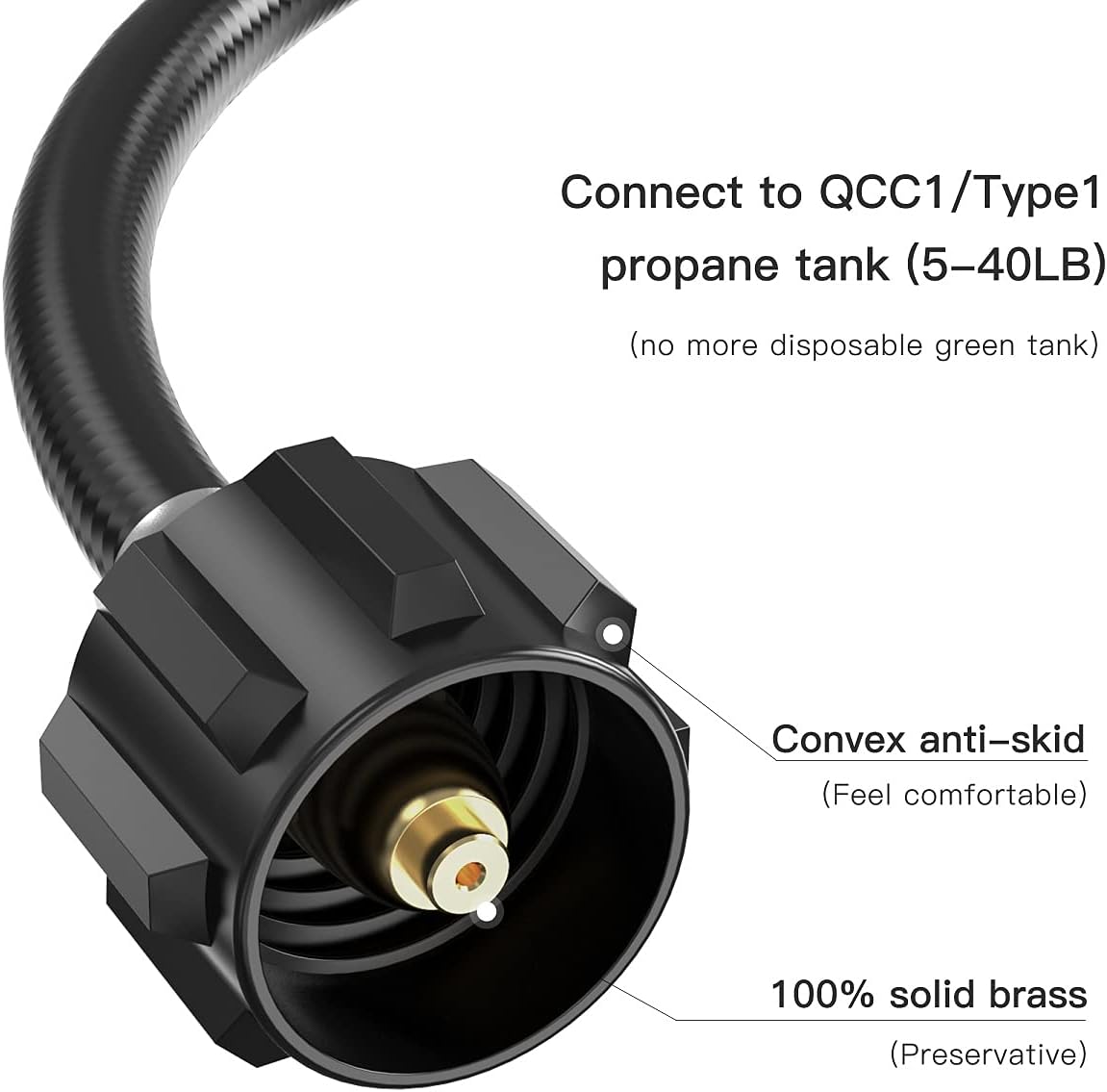 Propane Tank Hose, Replacement [ 1Ib to 20Ib ] QCC1 / Type1 Grill Connectors Hoses Converter for Weber Q Gas Grill for 1 Ib Bulk Portable Appliance to 20 lb Propane Tank