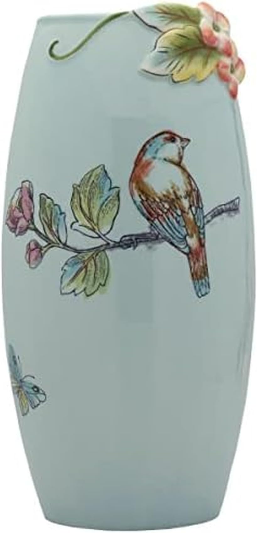 Fitz and Floyd English Garden Ceramic Flower Vase, 10.25 Inch, Blue