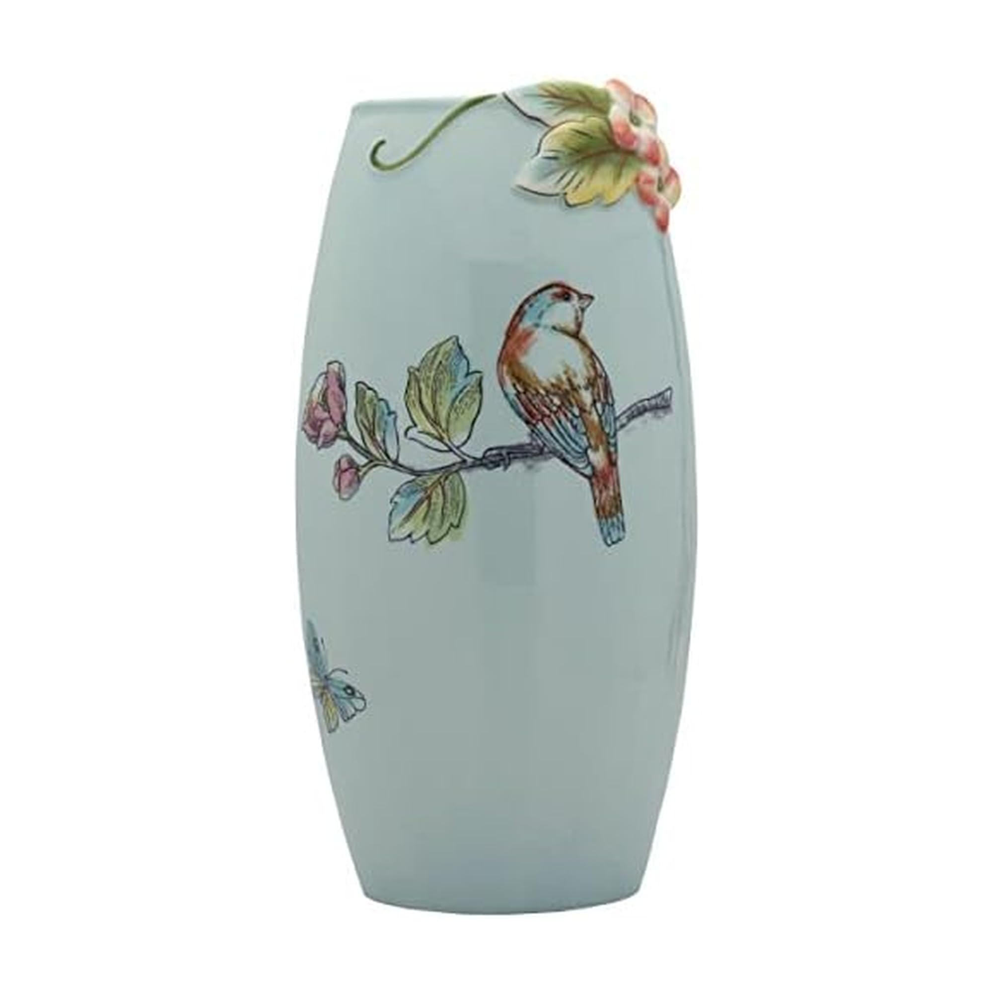 Fitz and Floyd English Garden Ceramic Flower Vase, 10.25 Inch, Blue