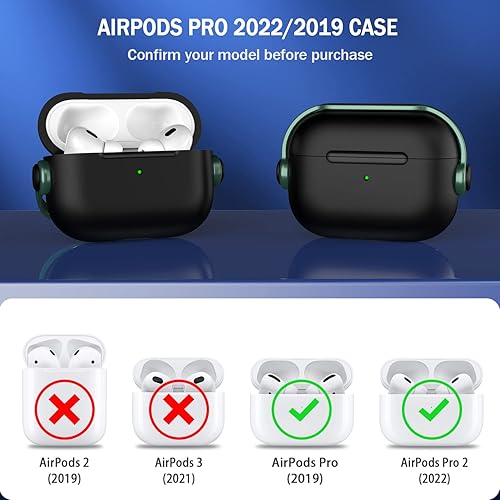 Miniatura 6 de R-fun Funda para Airpods Pro (21 generación, 202320222019) con bloqueo seguro y kit de limpieza, funda protectora para auriculares de música