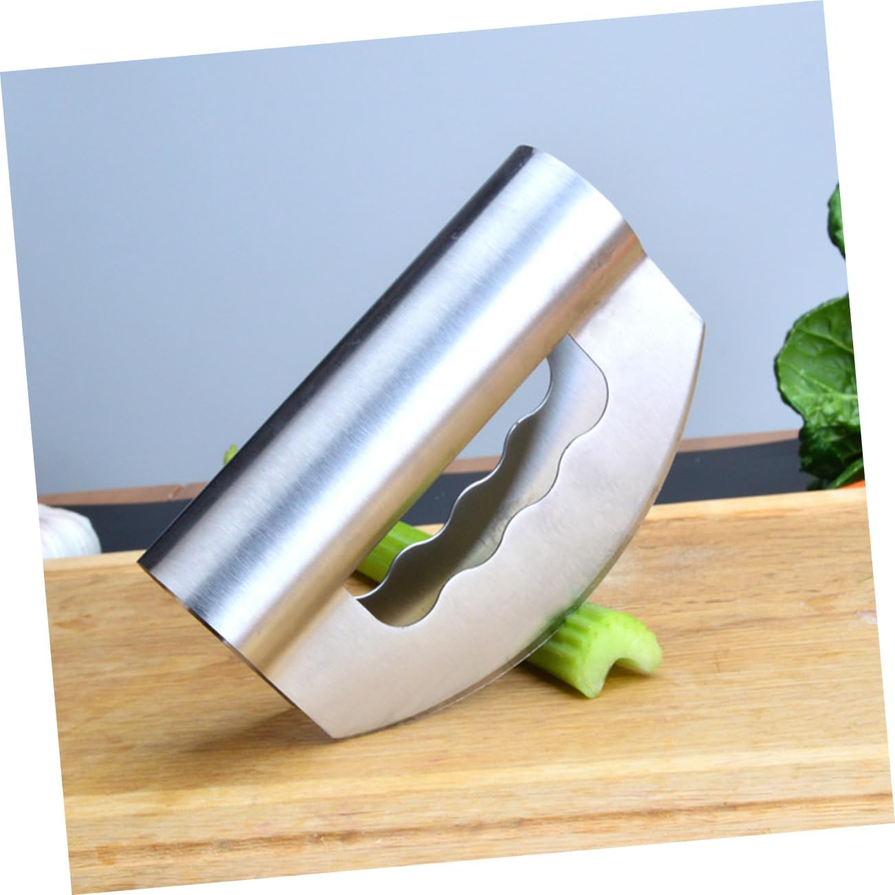 Salad Chopper with Double Stainless Steel Blades Ergonomic Handle Protective Multi-purpose Vegetable Cutter for Quick Slicing and Mincing Kitchen