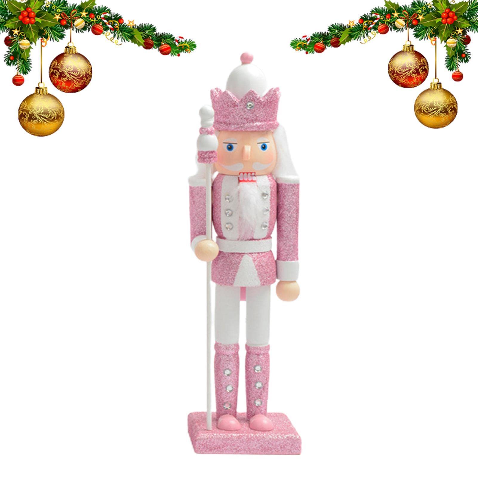 Casse-Noisette Noël Scintillant Rose – Soldat Gardien Festif 30 Cm, Figurine à Paillettes Pour Décorer Sapin, Cheminée Ou Étagère