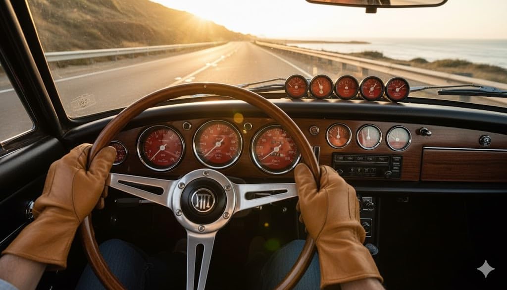 Smiths 52mm 8-Gauge Kit with 85mm Speedometer (Red & Black Dial) | Temp, Oil Pressure, Fuel, Oil Temp, Volt, Amp & RPM Meters | Classic Analog Dashboard Gauge Set for Cars, Tractors & Jeeps