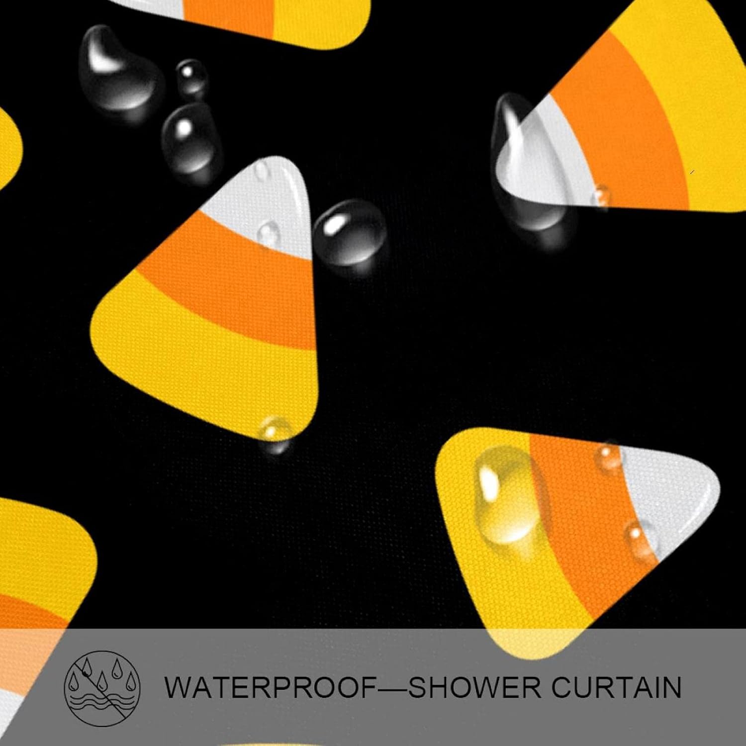 KXO Halloween Candy Corn Black, Waterproof Shower Curtain and Mat Set Polyester Bathroom Curtain and Rug Set with Hooks 70.8"x70.8"