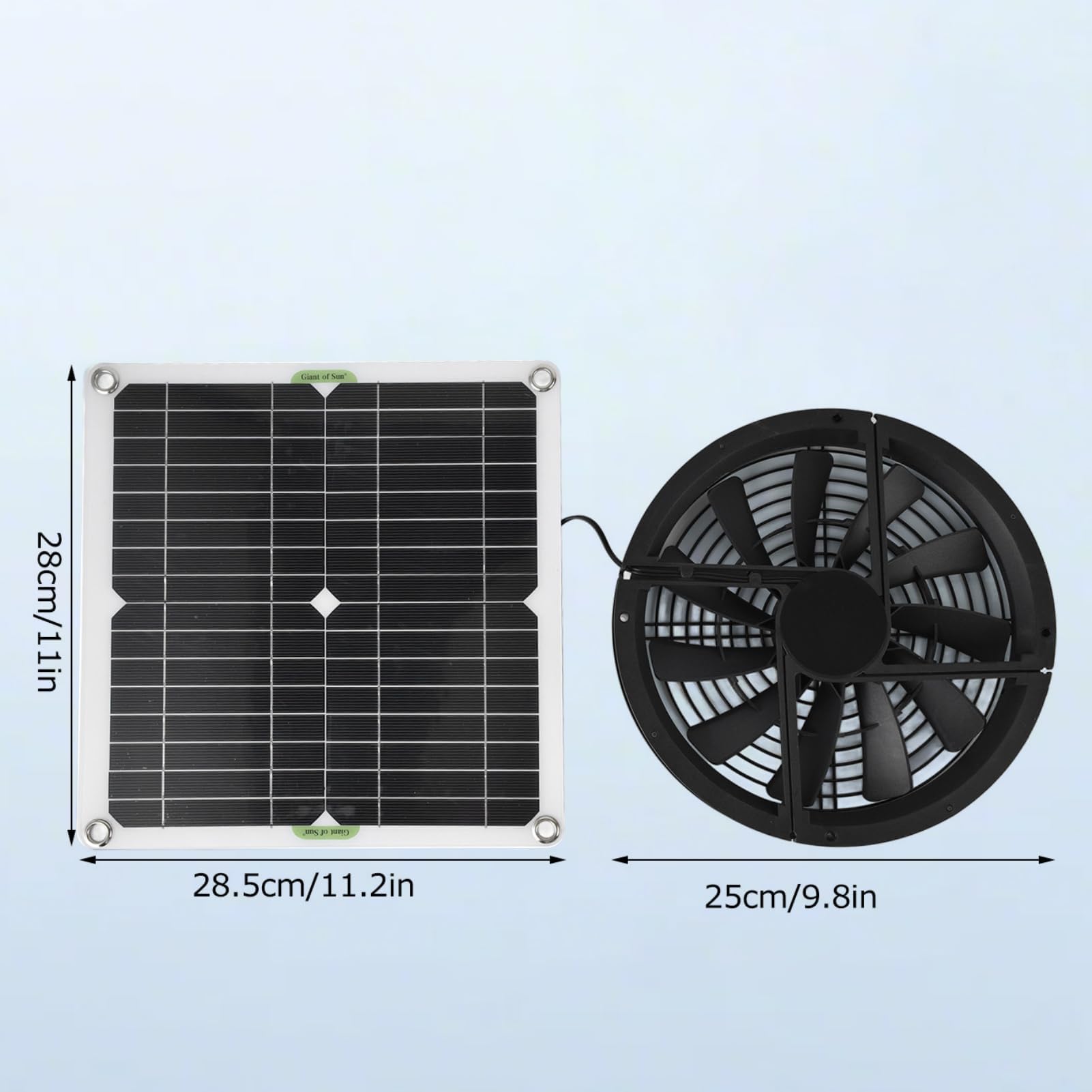 Ejoyous Ventilateur Solaire 100 W, Panneau Solaire étanche pour Serres Maisons