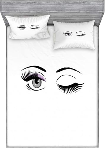 Miniatura 301 de Ambesonne - Juego de sábanas bajeras y fundas de almohada, diseño clásico botánico, plantas de jardín vintage, juego de 3 piezas con estampado