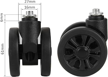 GUGULUZA Universal Spinner Wheel Replacement 55mm for Soft And Hard Shell Suitcase Repair Black