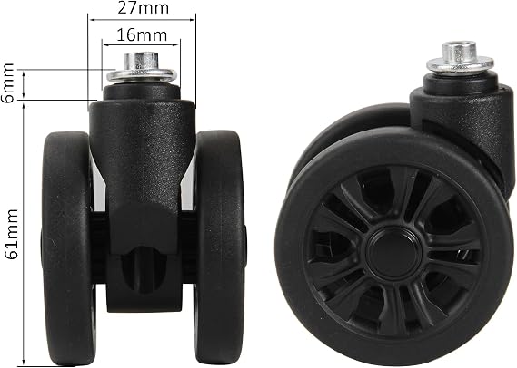 GUGULUZA Universal Spinner Wheel Replacement 55mm for Soft And Hard Shell Suitcase Repair Black