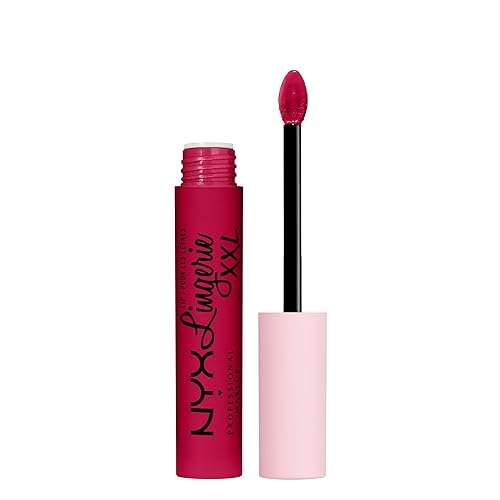 Vista 30 de Nyx - Maquillaje profesional; lápiz labial líquido de la línea Lingerie XXL, mate, It's Hotter (Color rojo caoba cálido)
