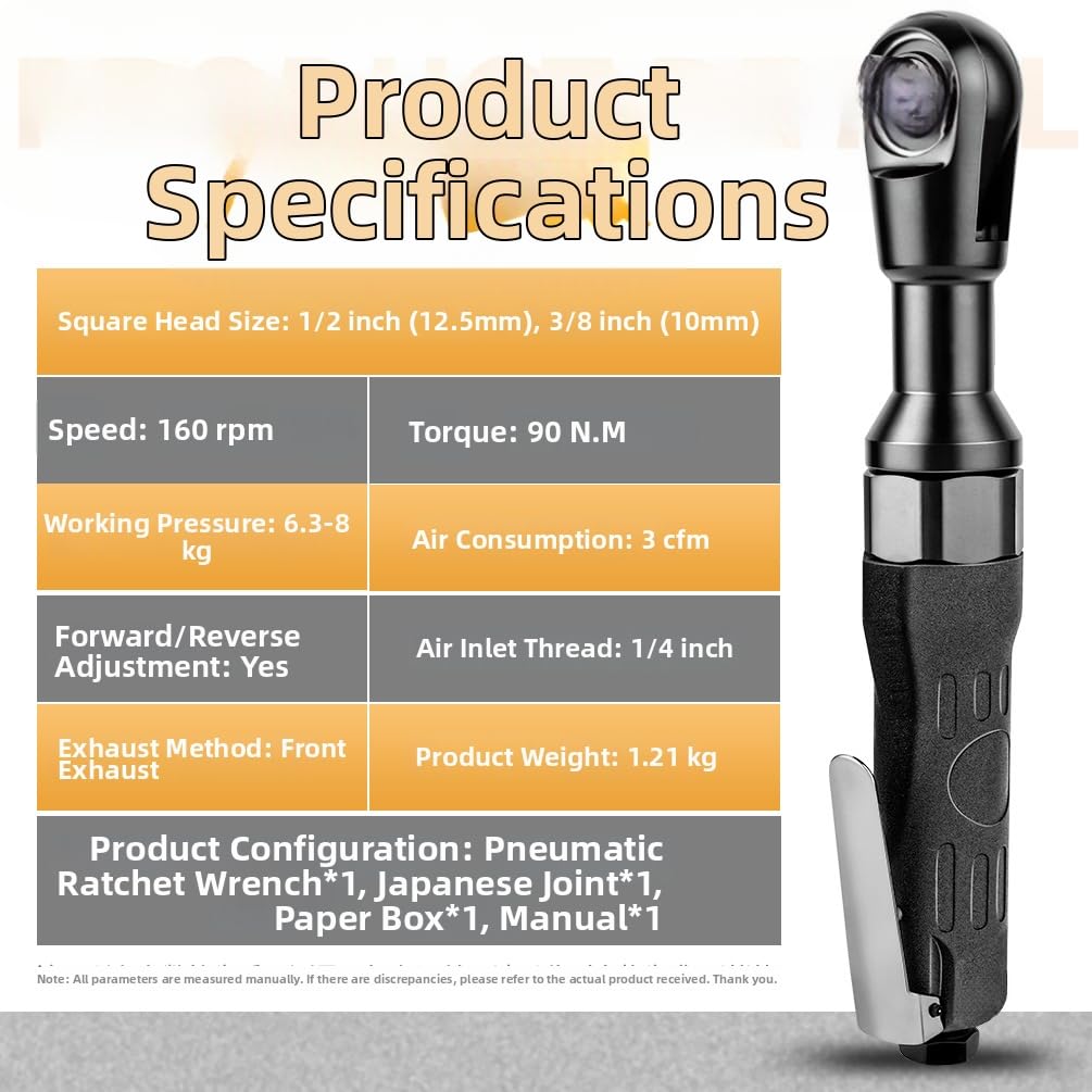 Llave de para impacto Neumática 1/2 Pulgada Alta Potencia 90NM Carraca de Aire para Reparación de Coches Trabajo para pesado para herramienta Industrial
