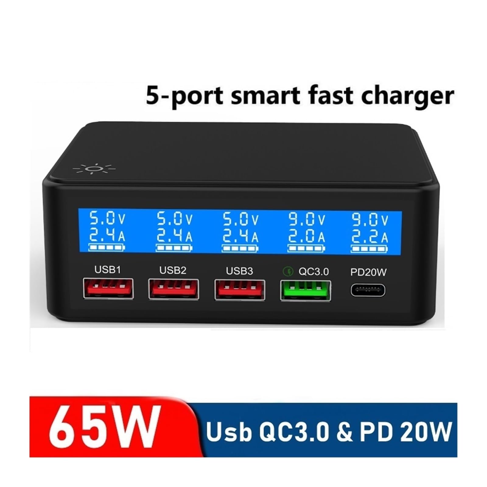 65W Caricatore GaN Pd 65watt Caricabatterie da viaggio multifunzione trasparente