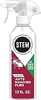 STEM Kills Ants, Roaches & Flies: Plant-Based Bug Spray Killer - Safe Botanical Insecticide for Indoor/Outdoor Use, 12 fl oz