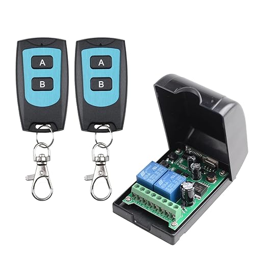 Interruptor remoto inalámbrico de 12 V, 24 V, 36 V, 48 V, relé remoto de 433 Mhz, 10 A, 2 canales, interruptor momentáneo remoto multifunción 2