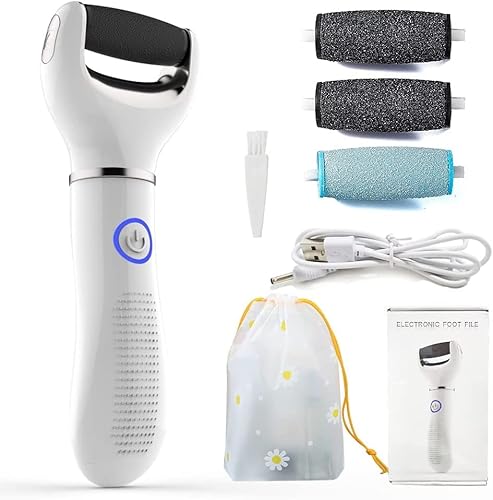 Elektrischer Hornhautentferner, Fußpflegegerät, Pediküre-Set mit 3 Ersatzrollen, 3 Geschwindigkeiten, USB-Ladegerät, elektrischer Hornhautentferner, Hornhautentferner für Füße, Fußfeile Cover