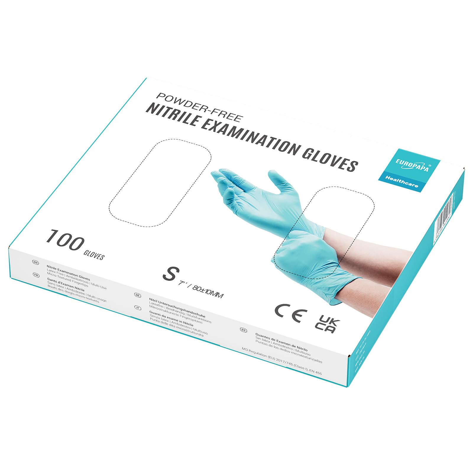 EUROPAPA® 2000 Stück (20x100) Nitrilhandschuhe Box Einweghandschuhe, Einmalhandschuhe, Untersuchungshandschuhe, puderfrei, ohne Latex, unsteril, latexfrei, disposible gloves (S, Hellblau)