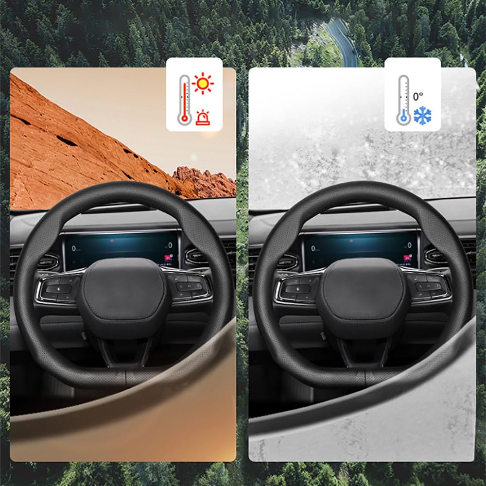 Auto Stuurhoes voor LYNK&CO 01, Antislip Ademend Stuurwielbeschermer Hoes Interieur Accessoires,Black-O