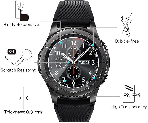 Miniatura 2 de AKWOX Solo compatible con Samsung Gear S3 Frontier / Classic Smartwatch de 1.81 pulgadas (1.811 in), protector de pantalla de vidrio templado