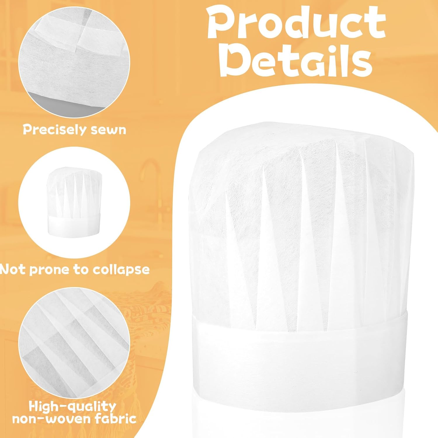20PCS Disposable Chef Hats, Chef Hats for Kids, Non-Woven Fabric Kids Chefs hat, for Baking, Culinary Creations, DIY Chef's Hat, Barbecue Queues, Households, Pizza Parties (White)