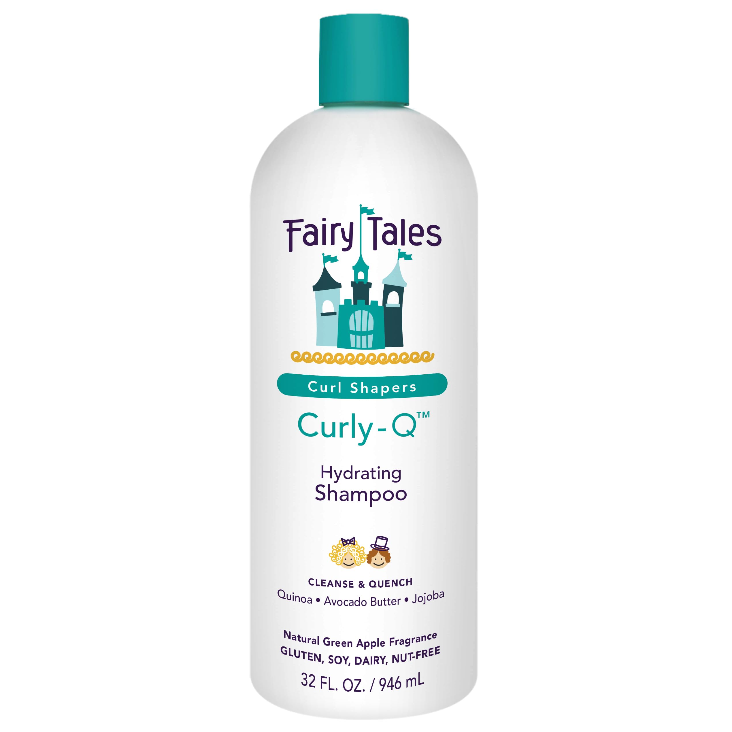 Fairy Tales Curly Q Hydrating Kids Shampoo – Paraben, Sulfate, Gluten, and Nut Free – For all Types of Curls Including Multi Cultural Hair – 32oz.