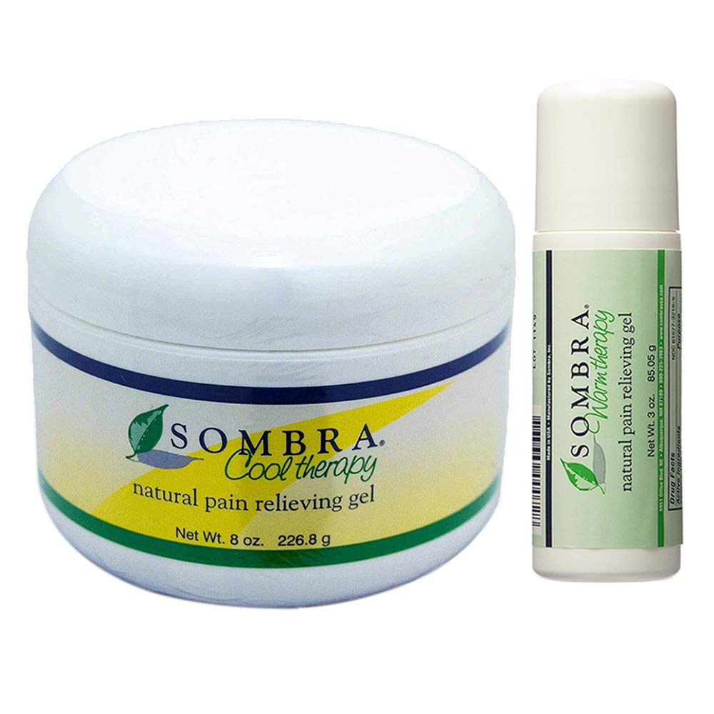 SombraCool Natural Pain Relieving Gel 8 oz & Warm Natural Pain Relieving Gel Roll on 3 oz