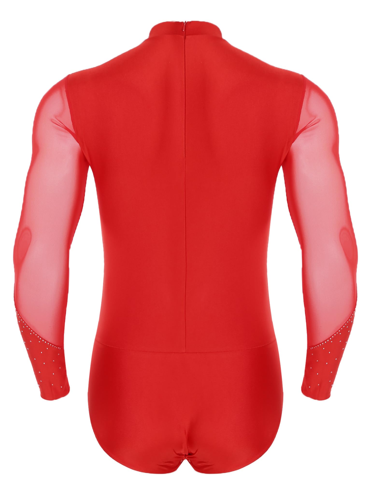 Runhomal Adultos Hombres Traje De Patinaje Artístico Top Baile Latino para Hombres Camisa De Patinaje Profesional Manga Larga de Malla