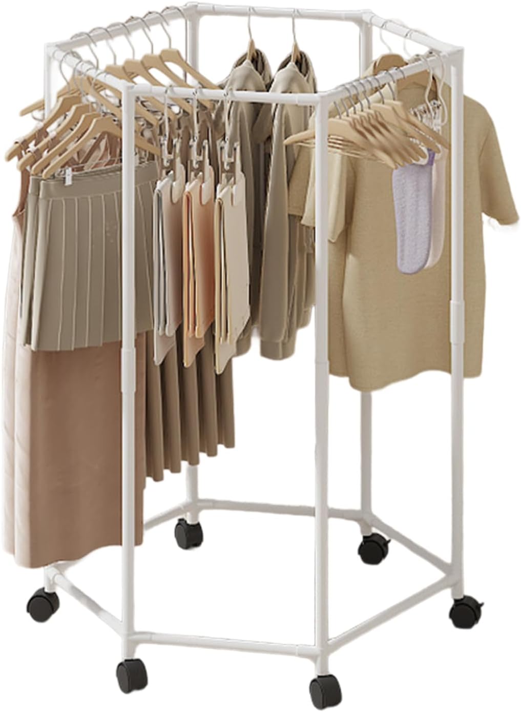 Clothing Drying Stand, Hexagonal Hanger Rack, Space-Saving Dryer with Multi-Level Feature, Blanket Towel Garment Organizer, Rack with Portable Design, Home Bedroom Dorm Laundry