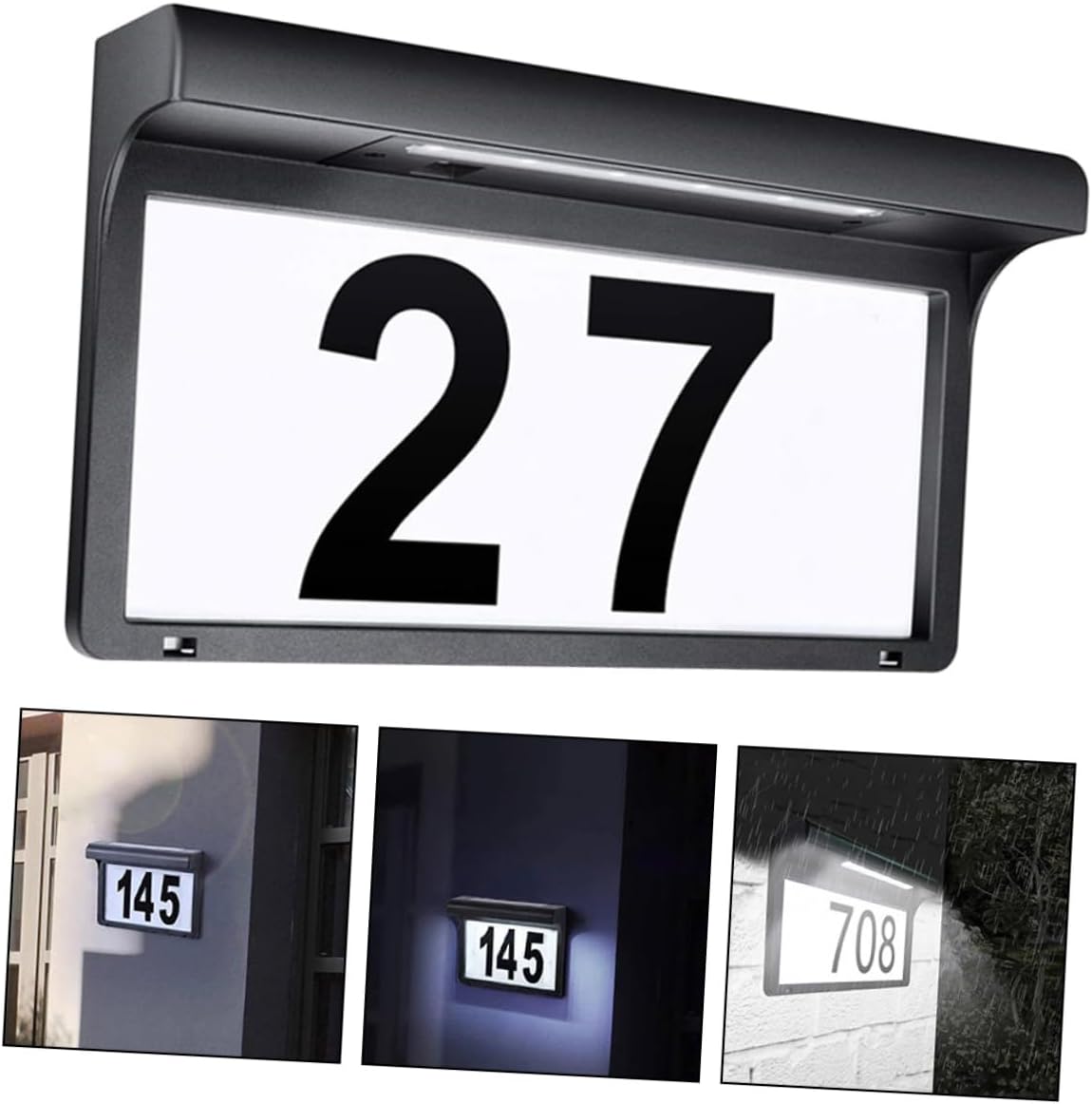 POPETPOP Led Solar Wall Light Solar Address Sign Doorplate Light House Numbers Decor