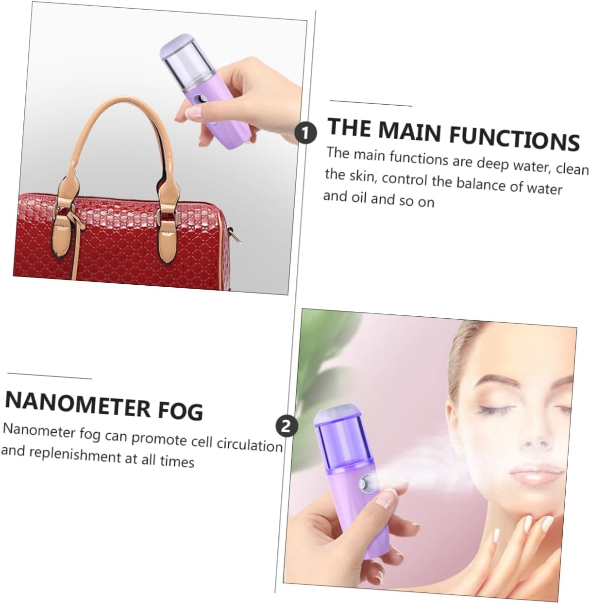 VALICLUD USB Charging Facial Mister Moisturizing Nano Atomizer Portable Face Steamer for Deep Skin Hydration Lightweight Beauty Care Humidifier for Home and Travel
