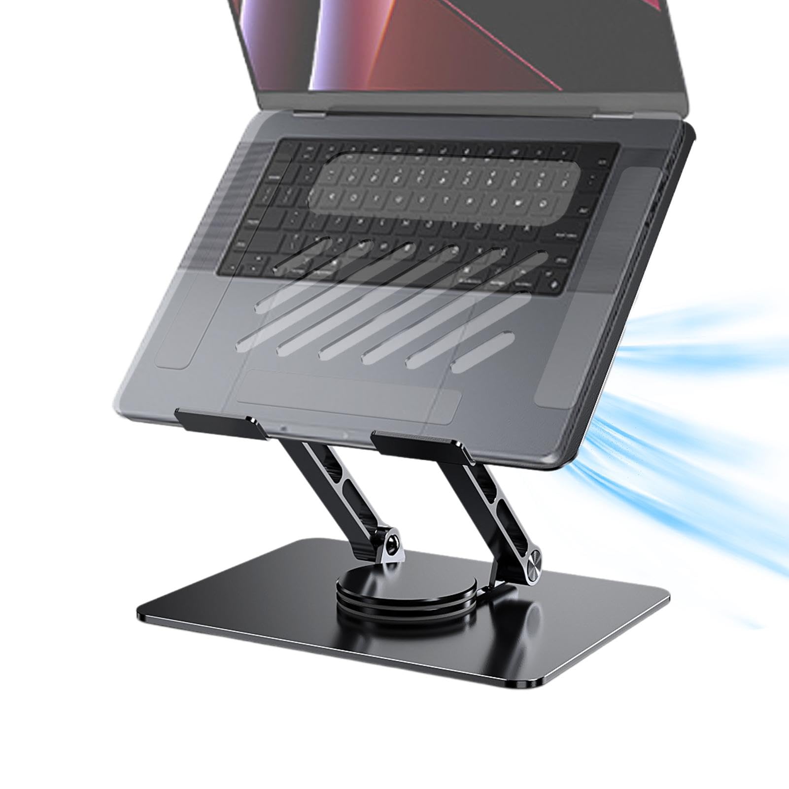 Rialzo per laptop, supporto per laptop regolabile | Supporto rialzato per laptop in metallo - Supporto per computer regolabile Supporto per laptop pieghevole girevole a 360 gradi per notebook da 11 a