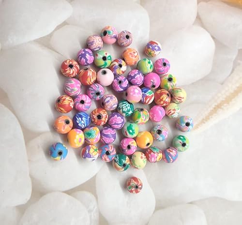 Miniatura 4 de Cuentas redondas de arcilla coloridas de 0.315 pulgadas para pulseras, arcilla polimérica artesanal, cuentas sueltas hechas a mano para hacer joyas