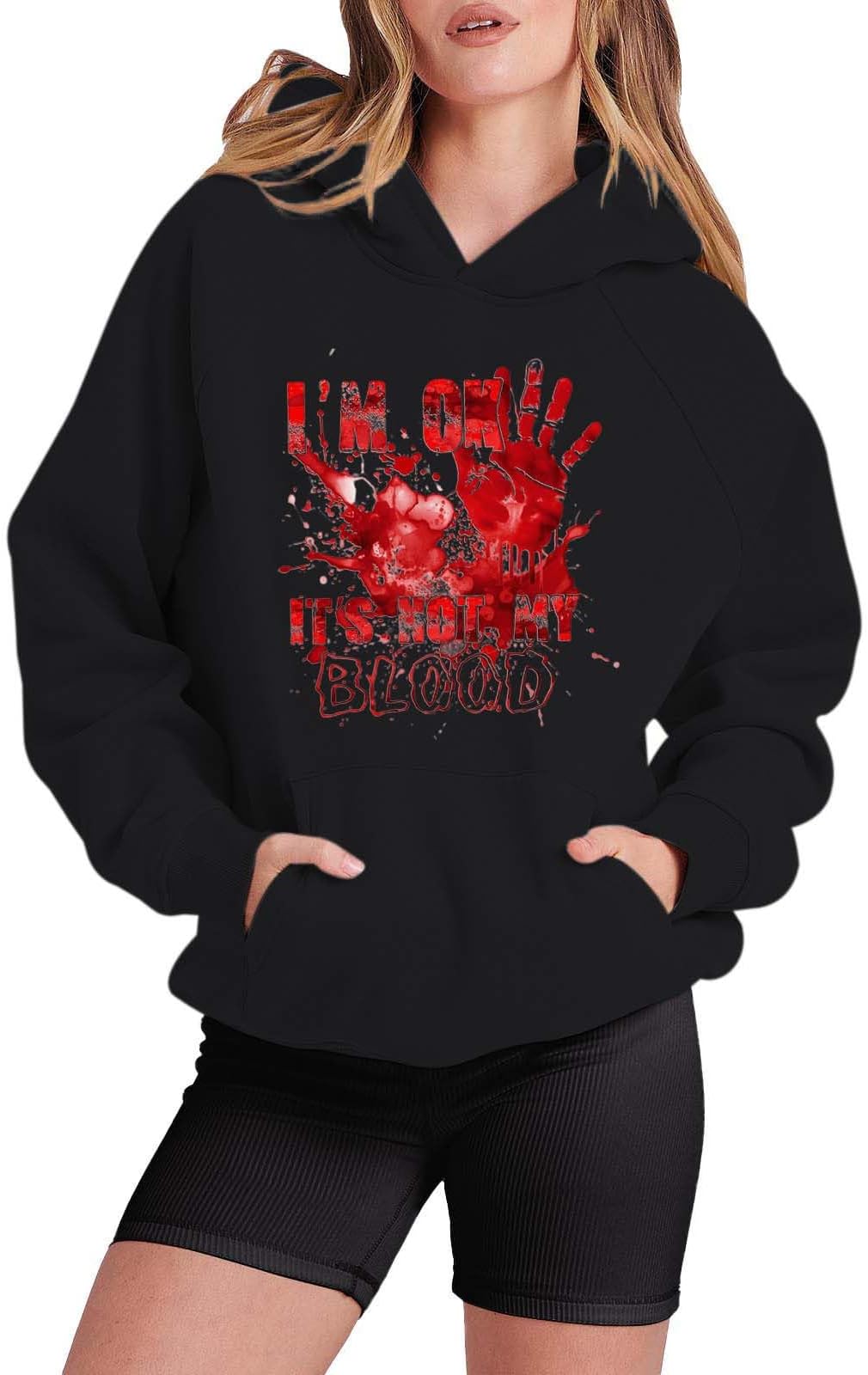 Women's 2024 Halloween Print Long Sleeve Casual Hoodie Fall Winter Pullover Sweatshirt with Hood Mens Insulated Hoodie
