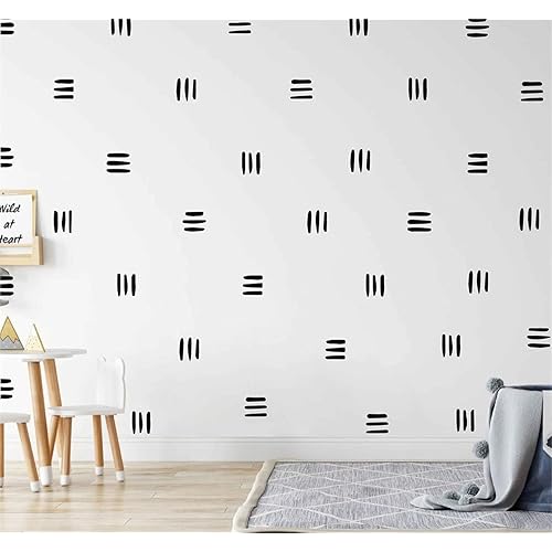 120pcs Modern Line Wall Stickers Boho Nursery Kids Living Room Scandinavian Home Décor Self-Adhesive Murals Vinyo DIY Gift YT5037 (Black)