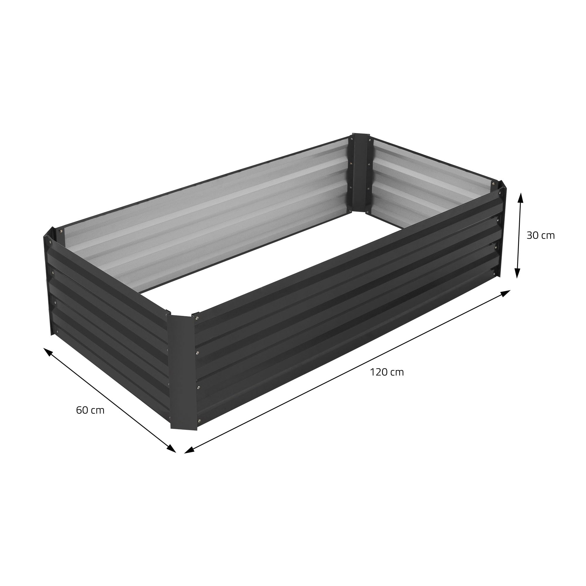 ML-Design Zestaw 2 podniesionych metalowych lózek ogrodowych do ogrodu, 120x60x30 cm 200 litrów antracyt odporne na rdze, na zewnatrz lózko do sadzenia sadzarka skrzynka na kwiaty lózko ogrodowe lózko