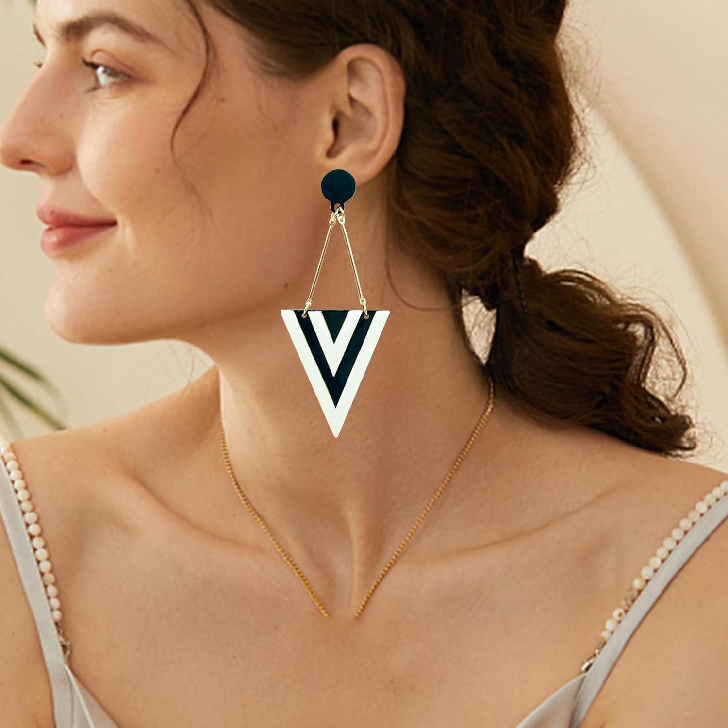 Retro Acrylic Triangle Geometric Spliced Drop Dangle Earrings for Women Jewelry Party - Image 5
