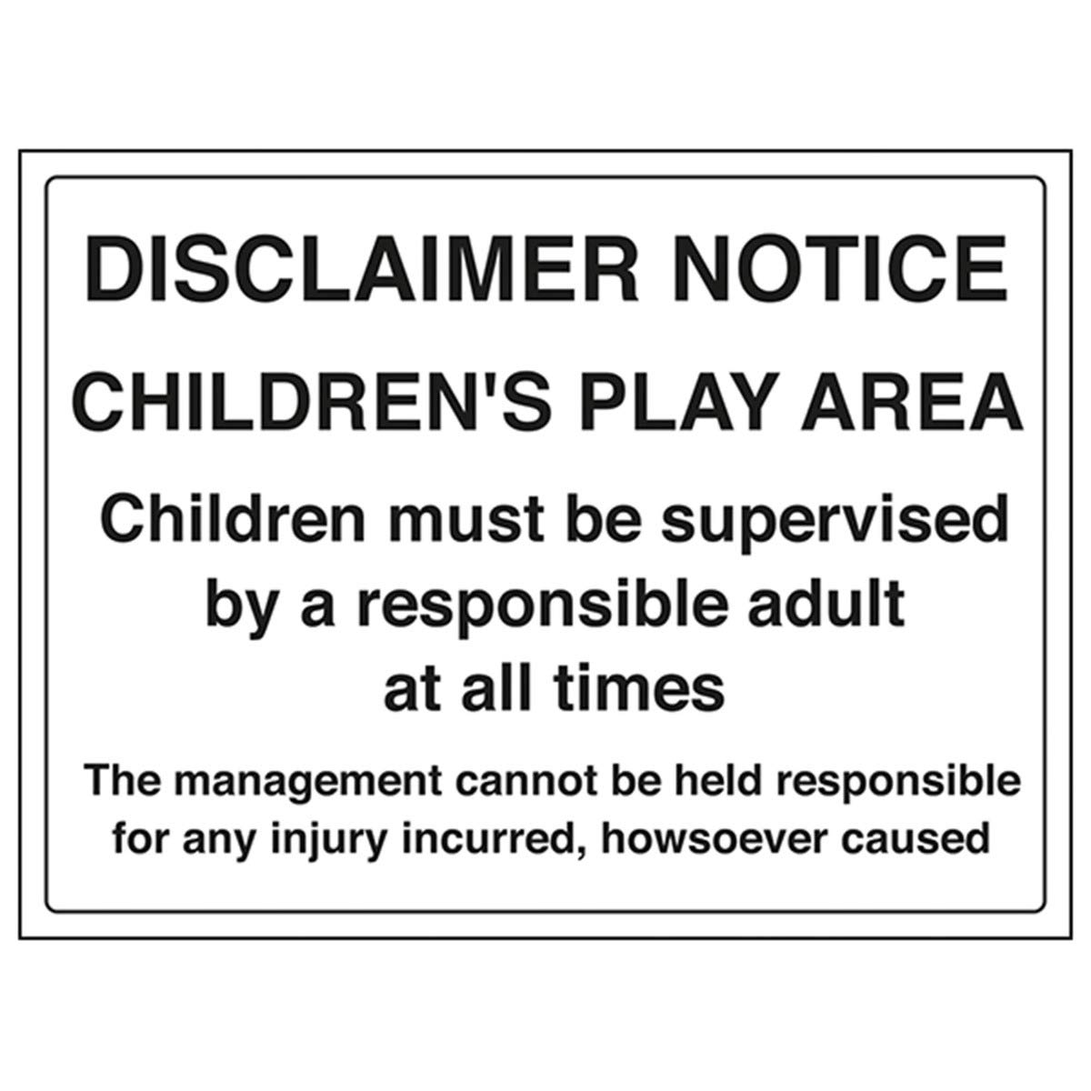 V Safety Disclaimer Notice Sign - 400mm x 300mm - Self Adhesive Vinyl