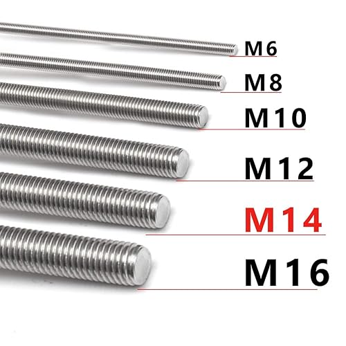 Miniatura 7 de Feelers Varilla roscada de acero inoxidable 304 M8-1.25, tornillo roscado largo, rosca derecha, 9.843 in de longitud【Paquete de 2】