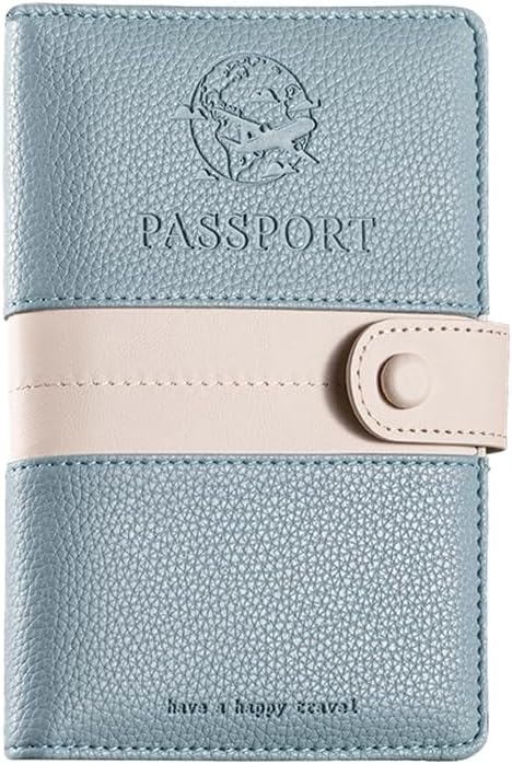 XFSRG Protecge Passport Holder Pouch Travel Documents RFID Wallets PU Passport Protection Accessories Travel Card Holder Woman Can Store Banknotes, Bright blue