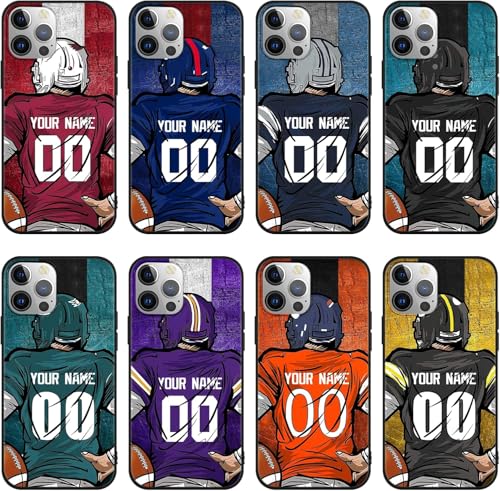 Foonary Cover Personalizzata per iPhone 16 15 14 13 12 11 Pro Max Mini X XS Max XR SE 6 7 8 Plus, Personalizzabile Rugby Custodia con Nome e Numero della Squadra Stampati Maglie Personalizzato Case