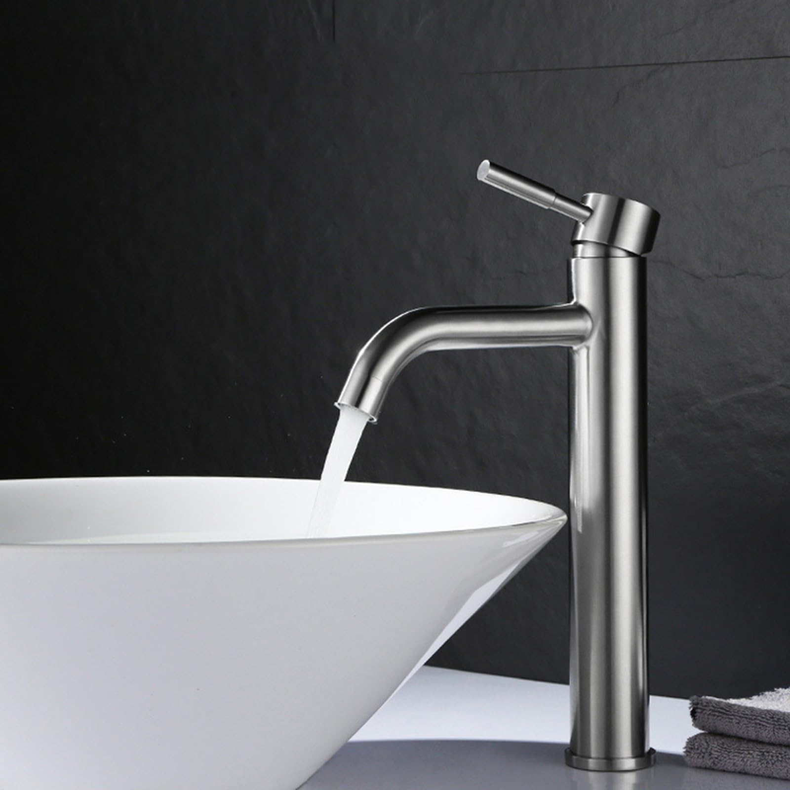 Grifo Monomando para Baño, Grifos De Lavabo Alto De 1 Orificio con Agua Caliente Y Fría, Grifo De Lavabo Alto De Acero Inoxidable Cepillado, Cepillado B(Brushed B)