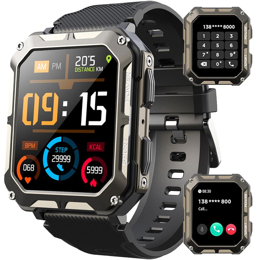 Blackview Smartwatch,Chiamate e Assistente Vocale,1.83" Orologio Smartwatch Uomo,123 Modalità Sport Fitness Contapassi Cardiofrequenzimetro Pressione Sanguigna SpO2, Monitoraggio del Sonno