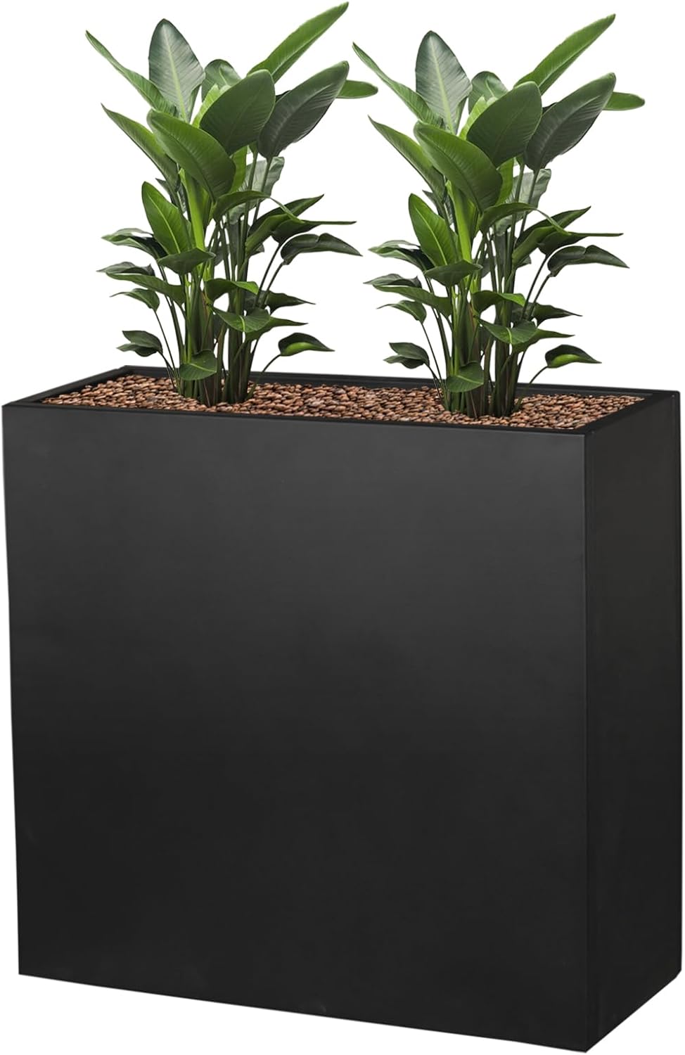 Galvanized Steel Metallic Heavy Planter for Outdoor Plants 24"x10"x24" Metal Planter Spliced Flower Planter with Partitions for Outside,Indoor,Garden (Black, 24 * 10 * 24) 24*10*24 Black