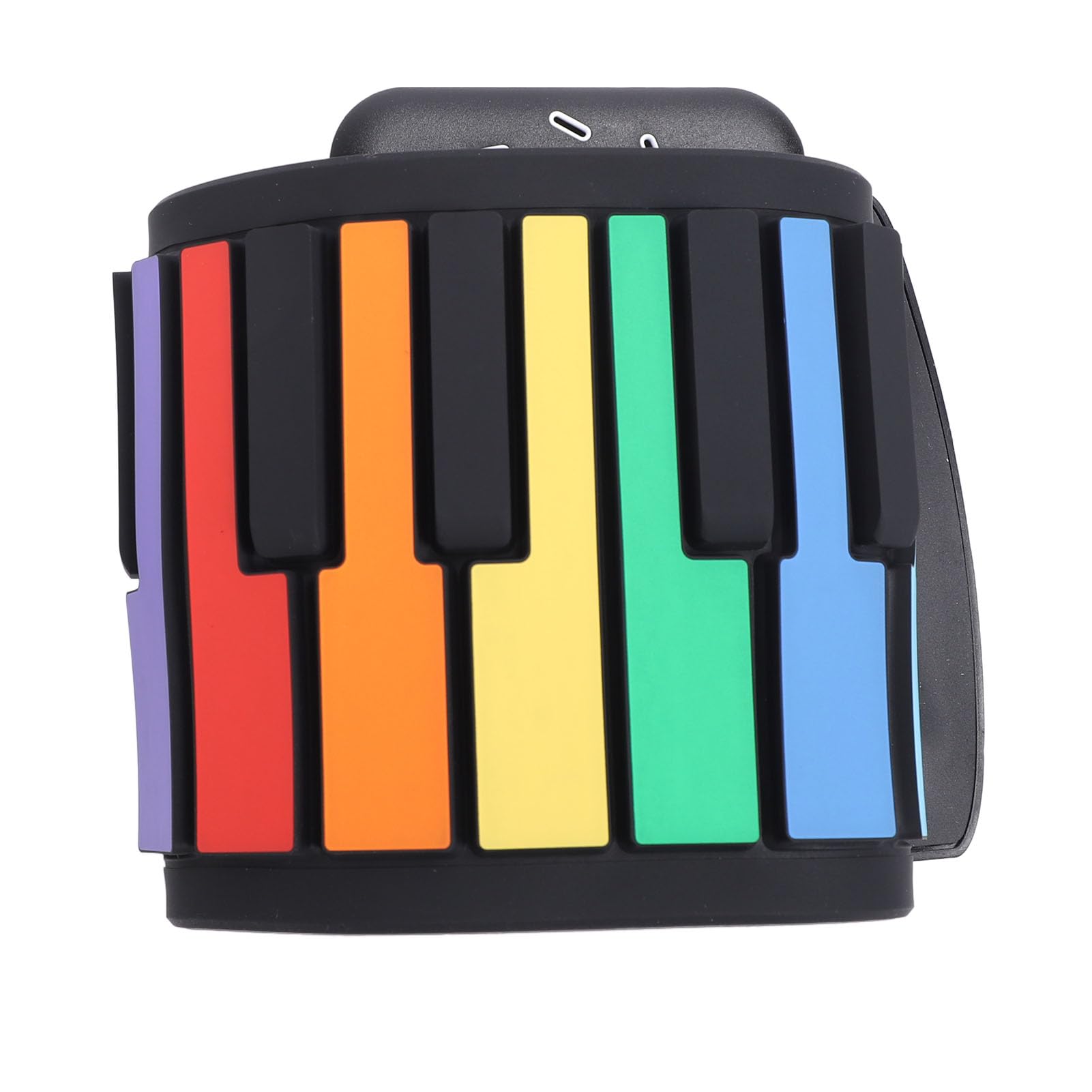 Pianoforte portatile arrotolabile a 49 tasti con tastiera in silicone, altoparlante integrato, tasti colorati, batteria ricaricabile, perfetto per principianti e viaggi.