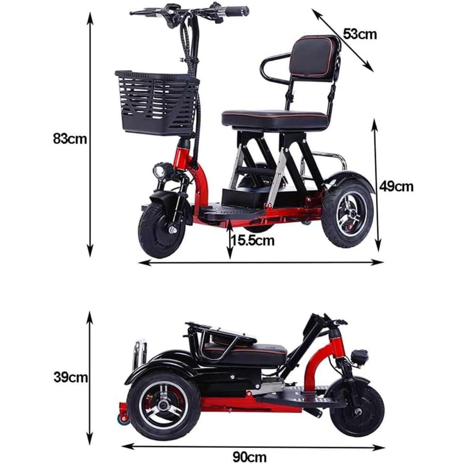 Scooter Movilidad Reducida 3 Ruedas Súper Económico Plegable Ultracompacto para Ascensores y Pasillos Silla De Ruedas Motorizada De 3 Ruedas para Personas Mayores