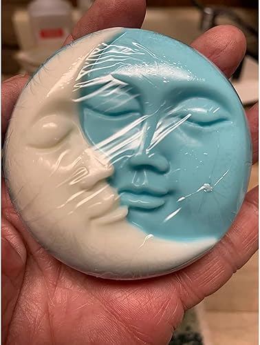 Miniatura 7 de Hedume Paquete de 3 moldes de jabón de silicona Sun & Moon, 4 moldes de jabón de cara de sol y luna, molde de jabón de silicona con cara de luna