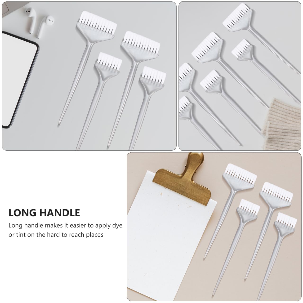 NOLITOY 6 Pcs Hair Coloring Dye Brush Set for Salon, Hair Color Application Brush Tinting Comb Tool Kit for Salon Use Home DIY(1.5 Inch/12.5 inches 3pcs each)
