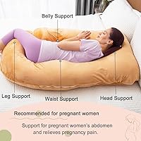 Vista 6 de Almohada de embarazo de 60 pulgadas para dormir, almohada corporal extra grande en forma de U, almohada de maternidad para mujeres embarazadas Marrón