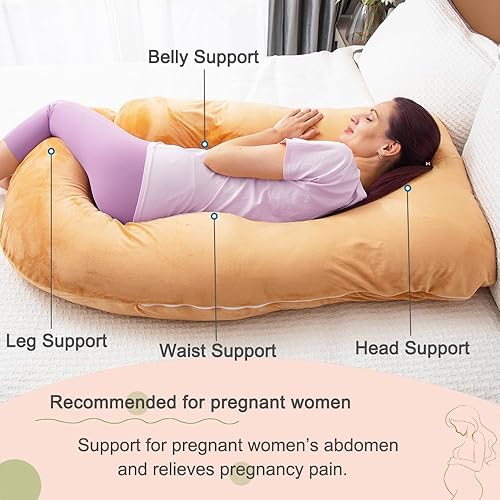 Miniatura 6 de Almohada de embarazo de 60 pulgadas para dormir, almohada corporal extra grande en forma de U, almohada de maternidad para mujeres embarazadas