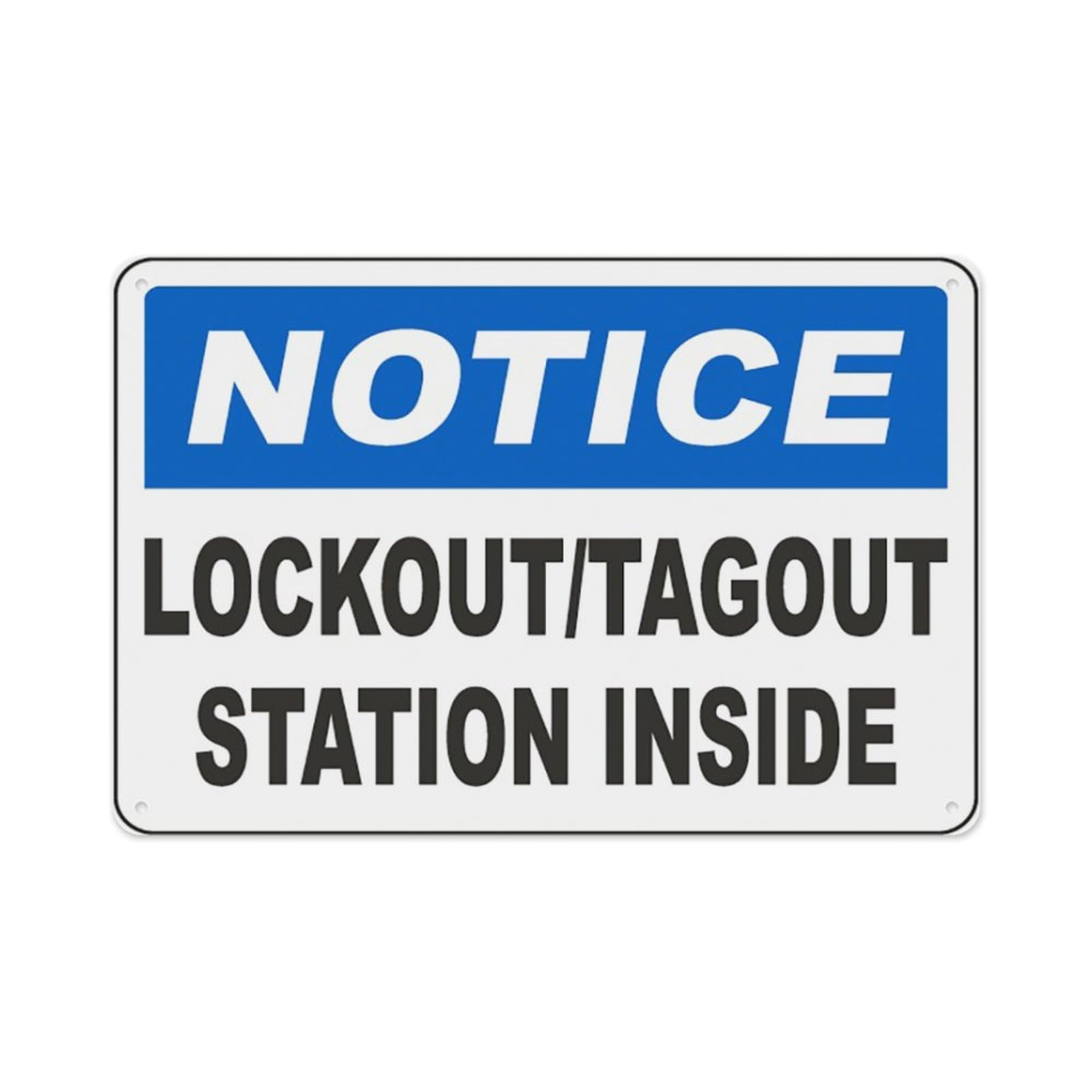 peiyeety Notcie Lockout Tagout Station Inside Sign Aluminum Tin Warning Signs For Home Outdoor Garden 8X12 Inches