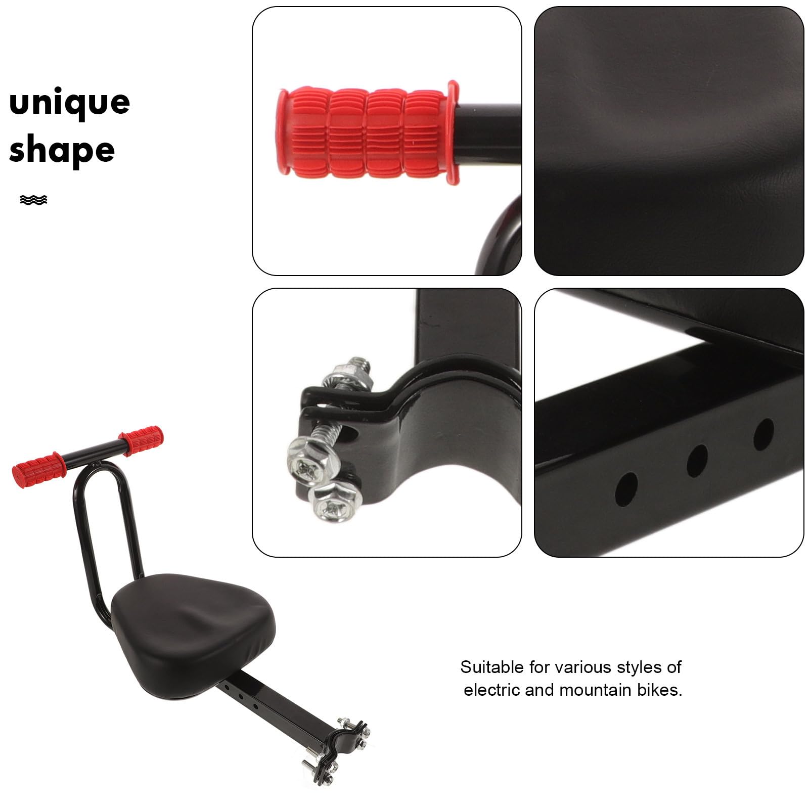 Seggiolino Struttura in Anteriore Design Bambini Bicicletta e Ergonomico Metallo Regolabile Sicuro e Confortevole per Mountain Bike E-Bike