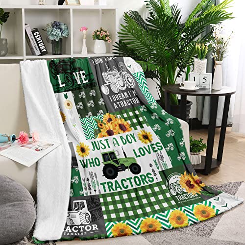 Domgoge Just a Boy Who Loves Tractors Blanket Baby Green Tractor Throw Blankets for Toddler Farm Truck Blanket Warm Lightweight Flannel Fleece Blanket for All Season Nursery 76cm x 102cm - Image 2